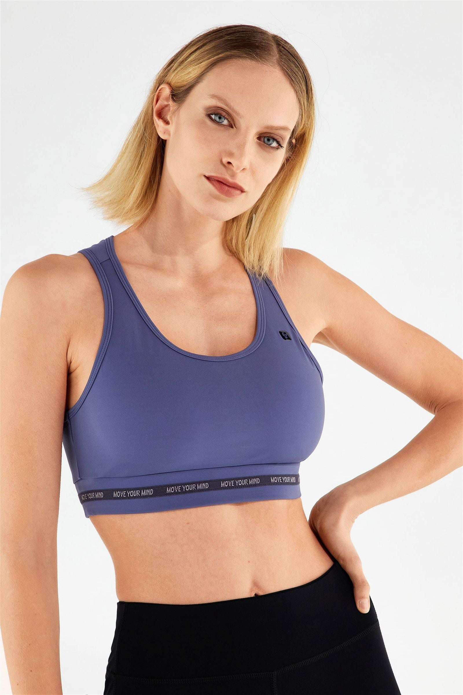 Yoga top with overlap straps - 100% Made in Italy - Dusty Blue 1