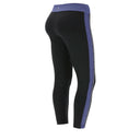 Activewear Leggings with an Overlap Waistband - High Waisted - 7/8 Length - Black + Blue Stripe