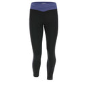 Activewear Leggings with an Overlap Waistband - High Waisted - 7/8 Length - Black + Blue Stripe