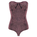 Bodysuit acid washed denim effect - Pink Marmorized Denim