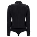 Bodysuit with a Collared Shirt - Black