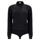Bodysuit with a Collared Shirt - Black