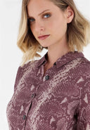Bodysuit with Collared Shirt - Red Snake Print