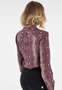 Bodysuit with Collared Shirt - Red Snake Print