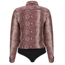 Bodysuit with Collared Shirt - Red Snake Print