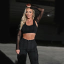 Cargo Trousers - High Waisted - Full Length - Black