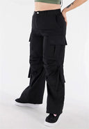 Cargo Trousers - High Waisted - Full Length - Black