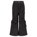 Cargo Trousers - High Waisted - Full Length - Black