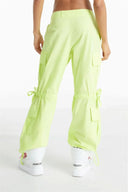 Cargo Trousers - High Waisted - Full Length - Lime Green