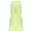 Cargo Trousers - High Waisted - Full Length - Lime Green