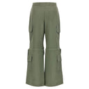 Cargo Trousers - High Waisted - Full Length - Military Green