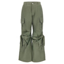 Cargo Trousers - High Waisted - Full Length - Military Green
