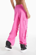 Cargo Trousers - High Waisted - Full Length - Pink