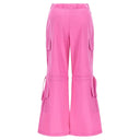 Cargo Trousers - High Waisted - Full Length - Pink