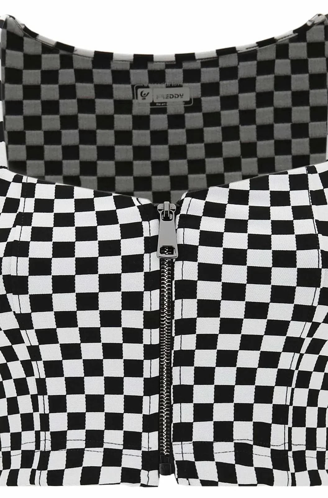 Checkered Crop Top - Black + White