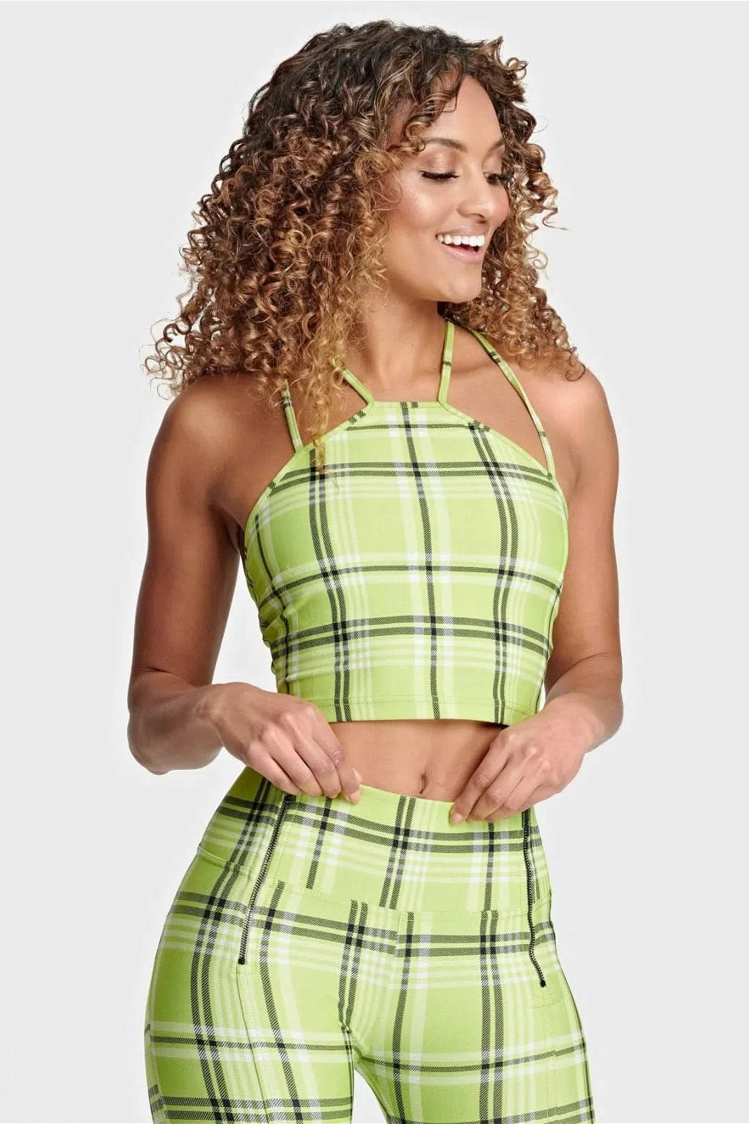 Checkered Crop Top - Green 2