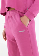 Cotton Terry Joggers - High Waist - Full Length - Candy Pink