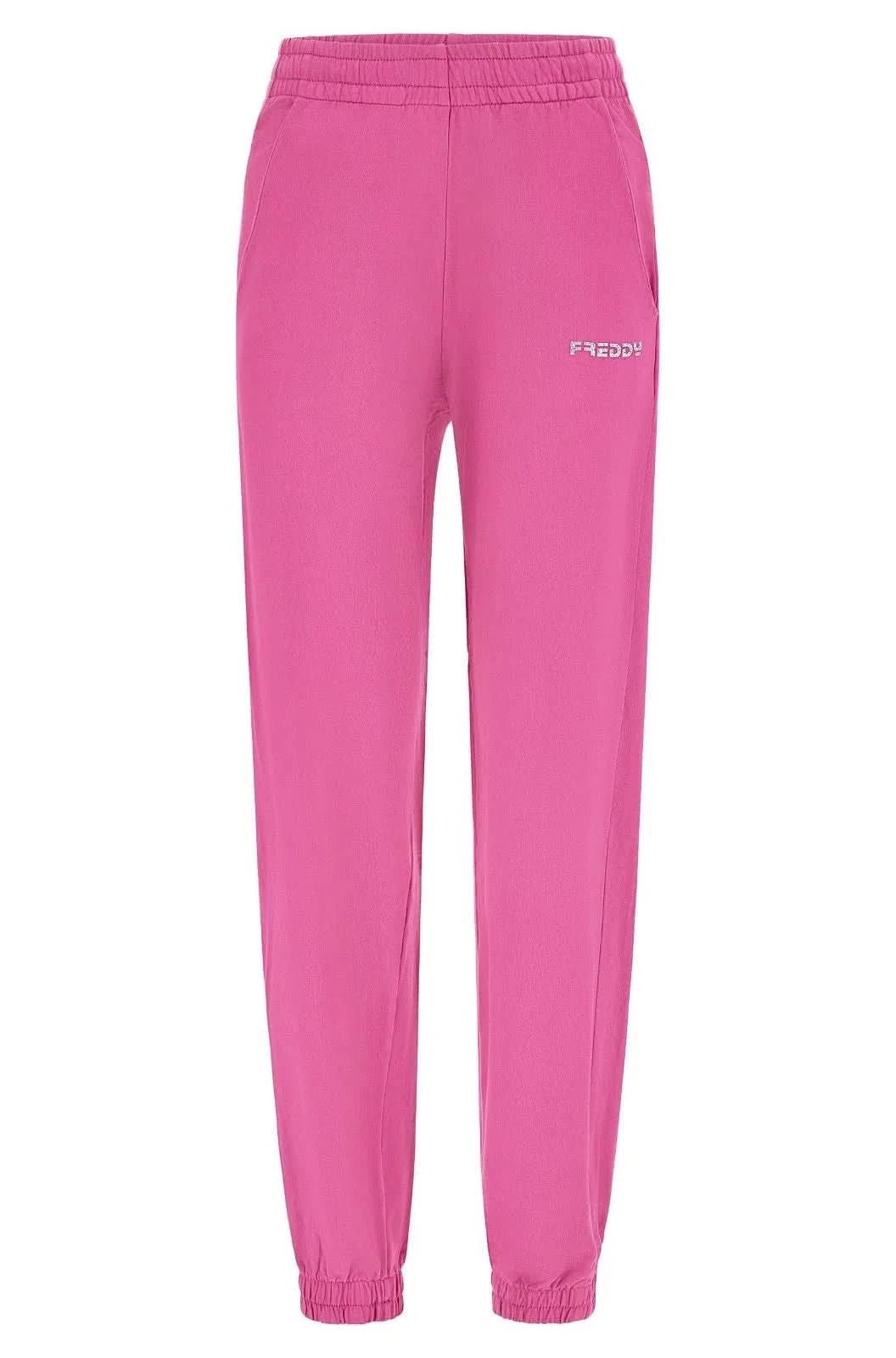 Cotton Terry Joggers - High Waist - Full Length - Candy Pink