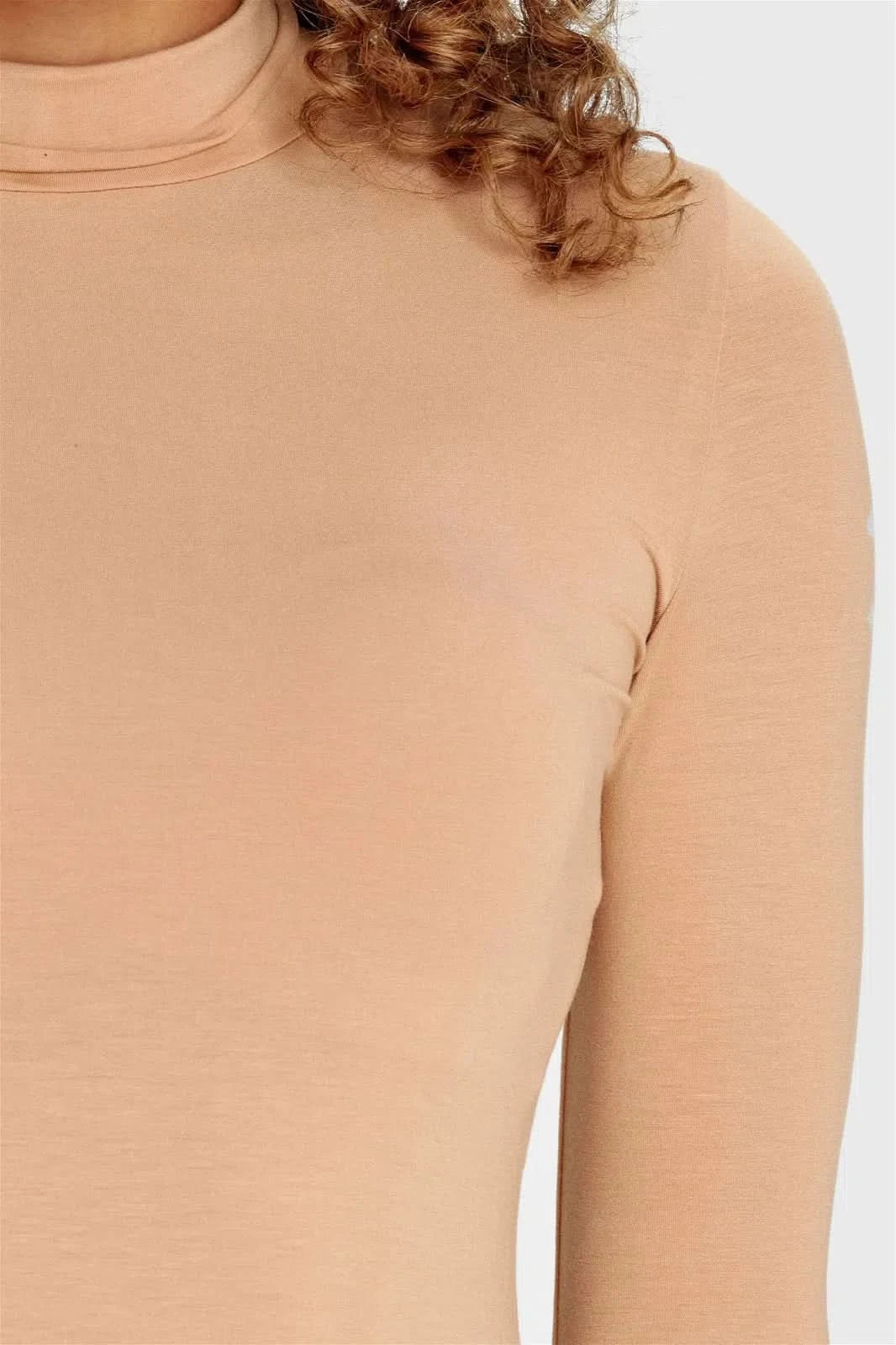 Crew Neck Long Sleeve T Shirt - Beige 2