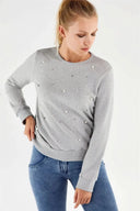 Crewneck sweatshirt - Melange + Bead details