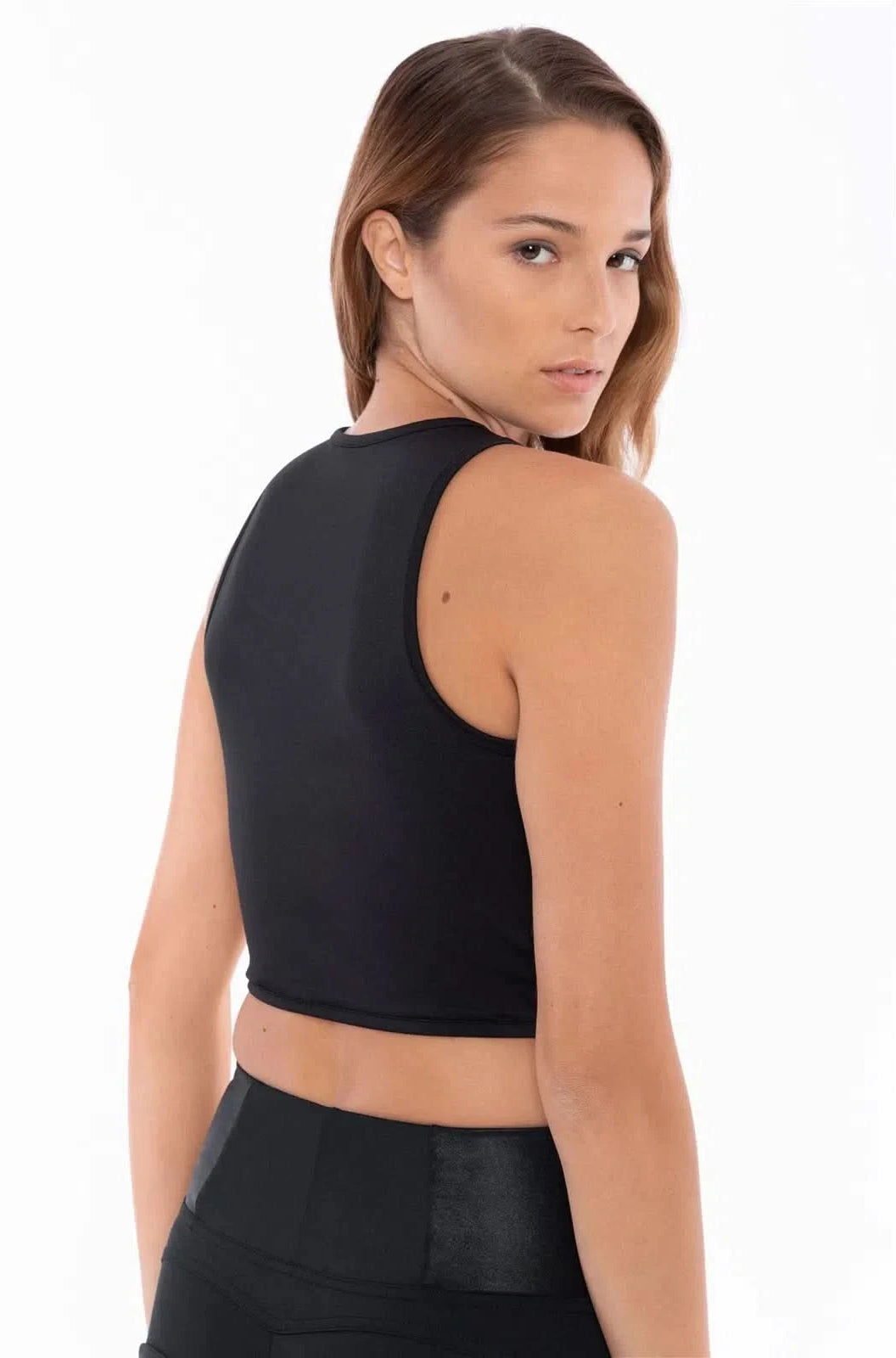 Crop top with Tulle Insert - Black