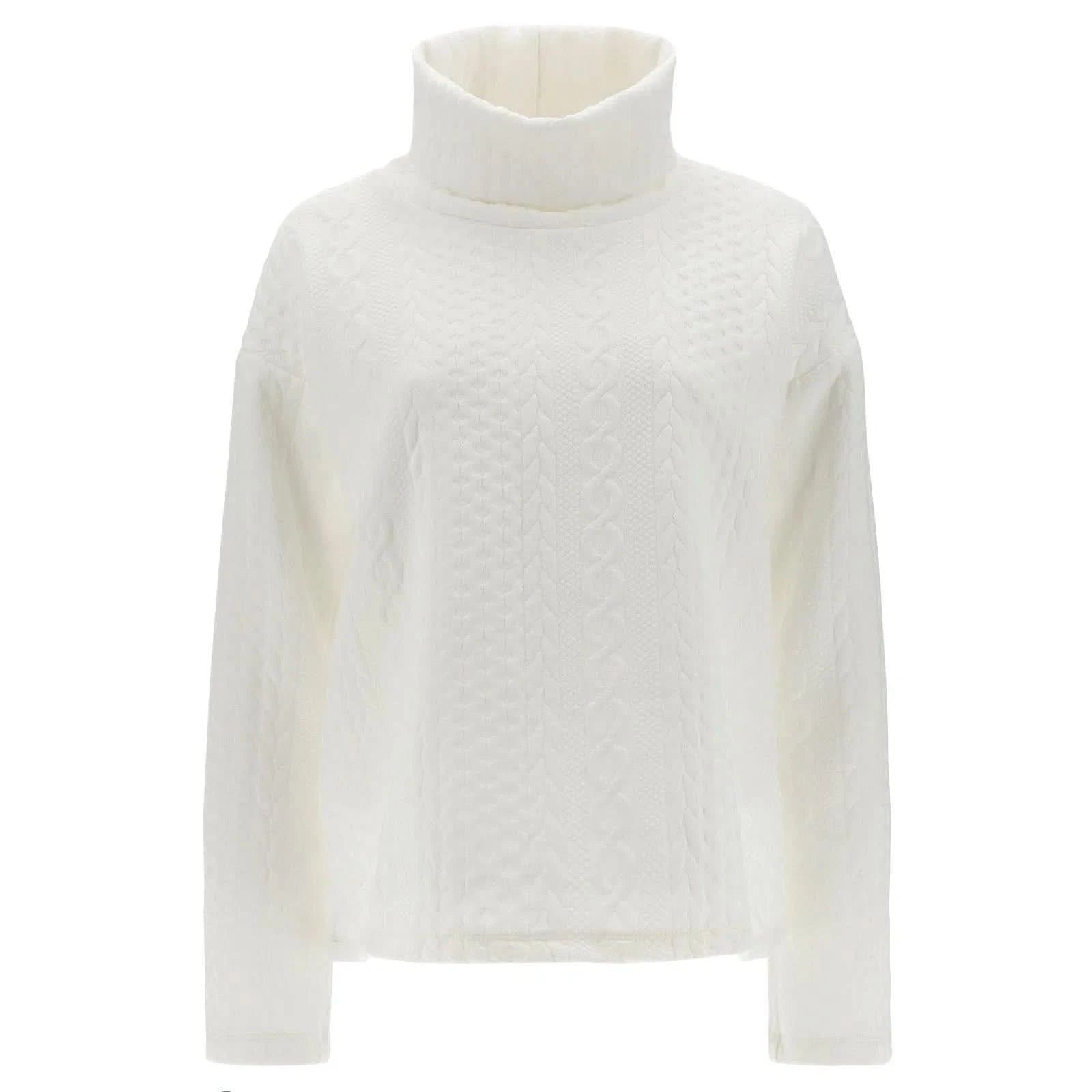 Cropped high neck jumper with knit effect - White 1