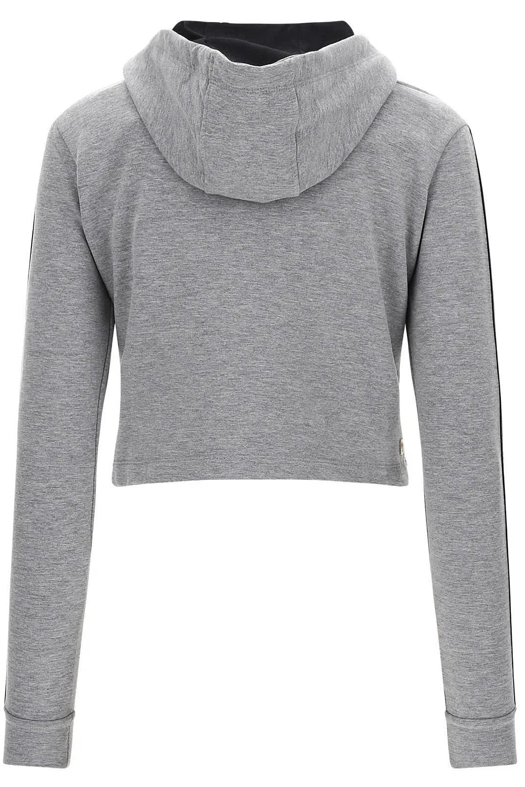 Cropped Hoodie - Melange Grey with Black Tape 2