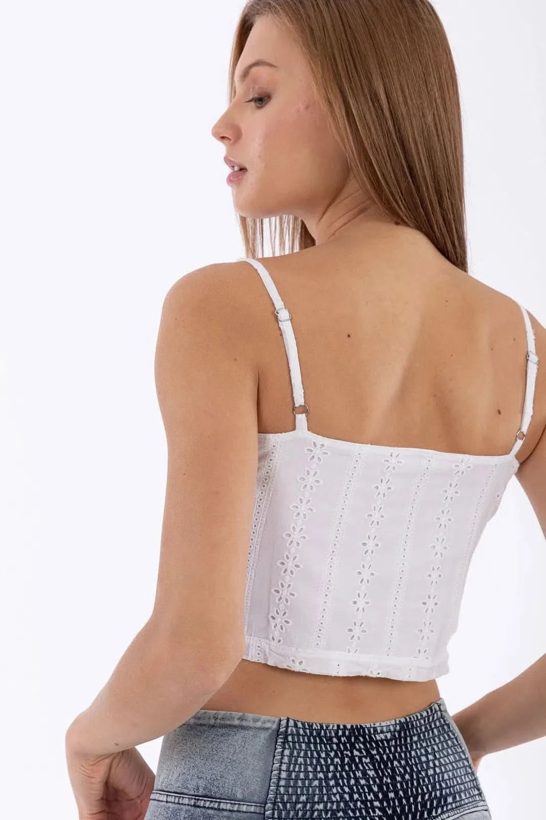 Cropped Singlet with buttons - White 2