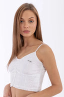 Cropped Singlet with buttons - White