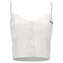 Cropped Singlet with buttons - White