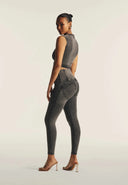 Cropped Tank Criss Cross Detail - Dark Grey Denim