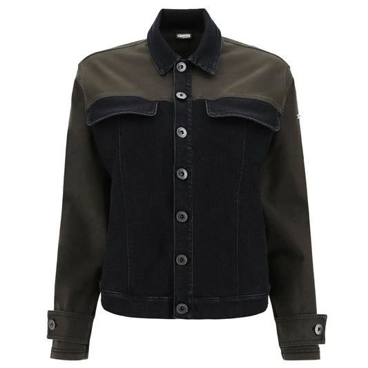 Denim Jacket - Black + Army Green Panels