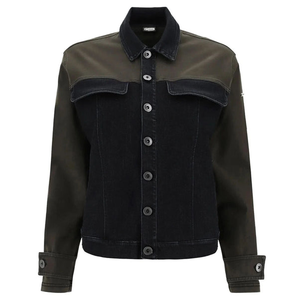 Denim Jacket - Black + Army Green Panels