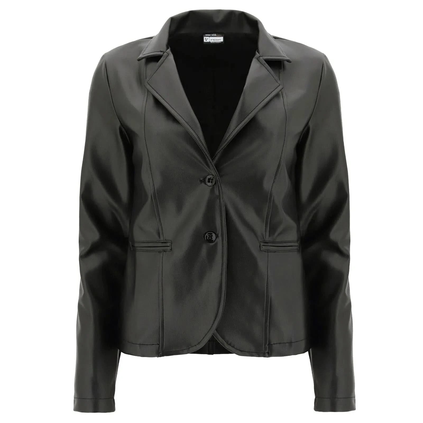 Faux Leather Blazer - Black 1