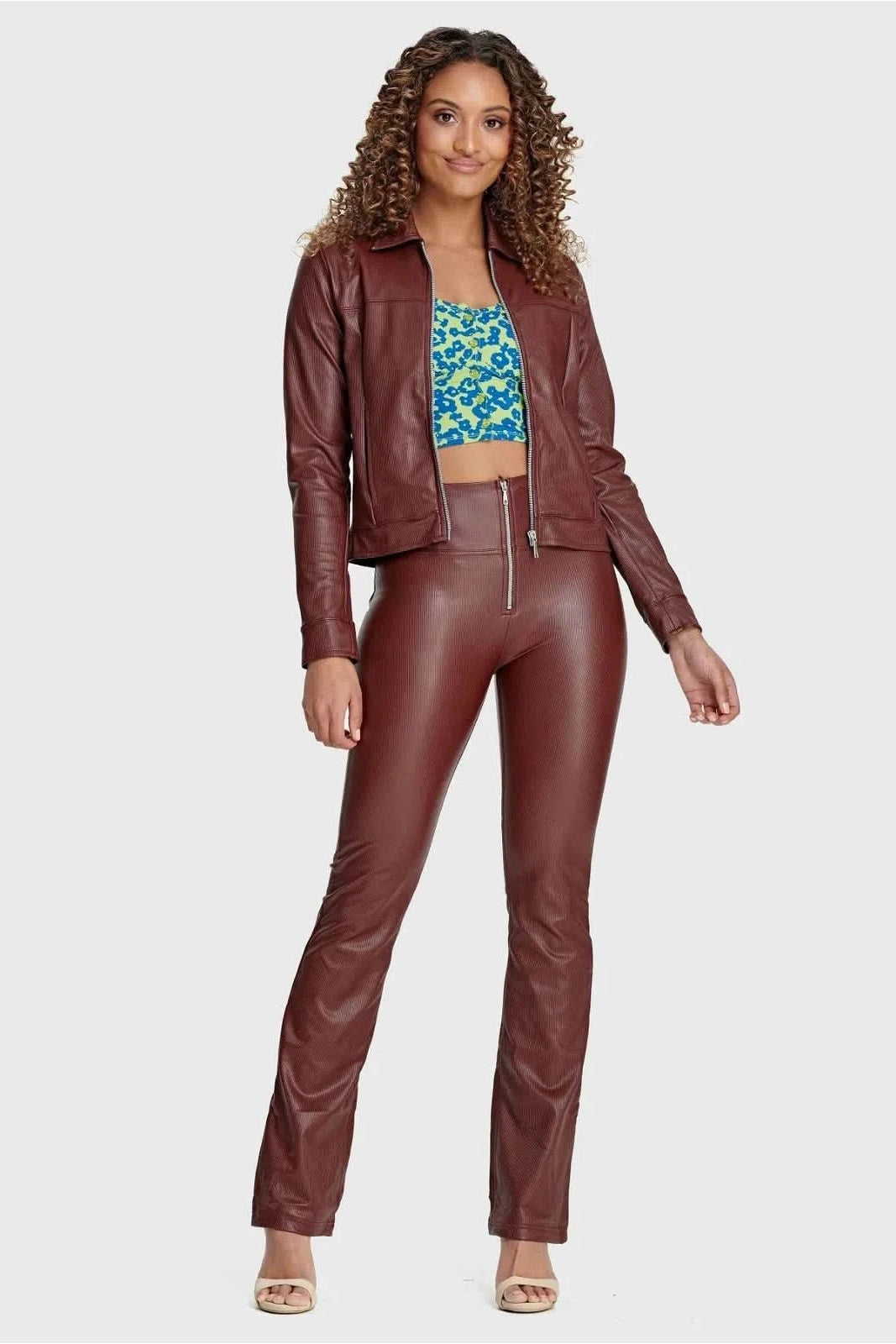 Faux Leather Jacket - Brown 3