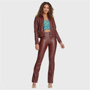 Faux Leather Jacket - Brown