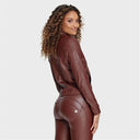 Faux Leather Jacket - Brown