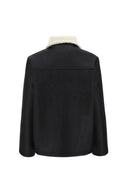 Faux Leather Teddy Jacket - Size S - Black + White