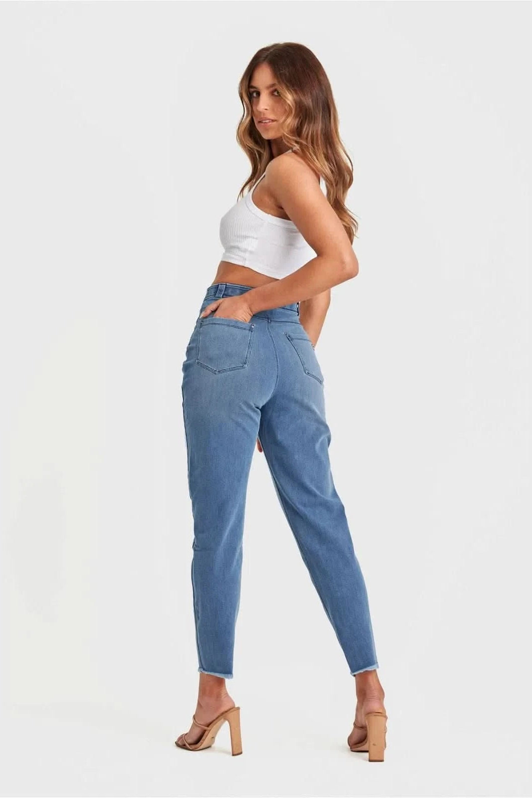 Freddy Black Denim - Super High Waist - 7/8 Length - Light Blue + Blue Stitching 2