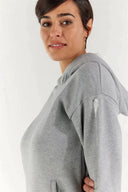 Hoodie with Rhinestone bands - Melange Grey