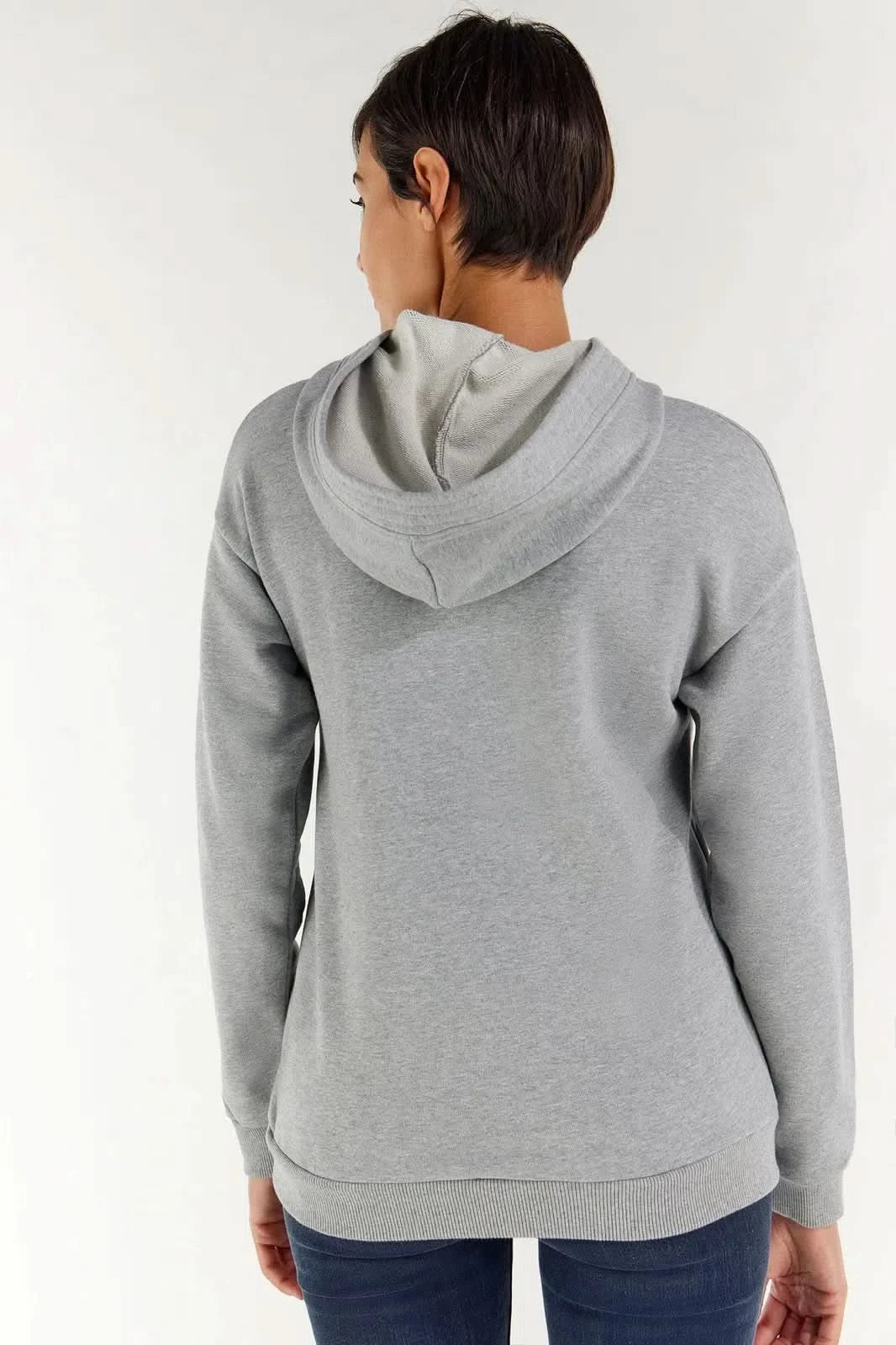 Hoodie with Rhinestone bands - Melange Grey 3