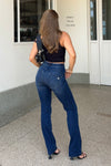 WR.UP® SNUG Jeans - 2 Button High Waisted - Bootcut - Dark Blue + Blue Stitching 1