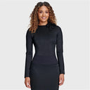 Long Sleeve Bodysuit With Bow Detailing - Black Lurex