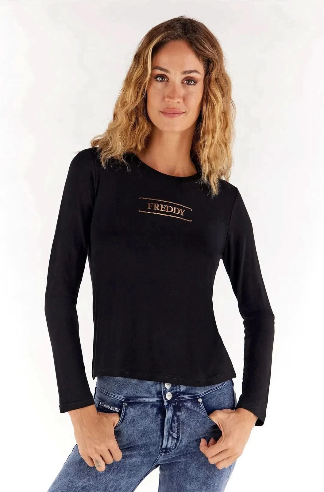 Long Sleeve Shirt - Black + Gold Text