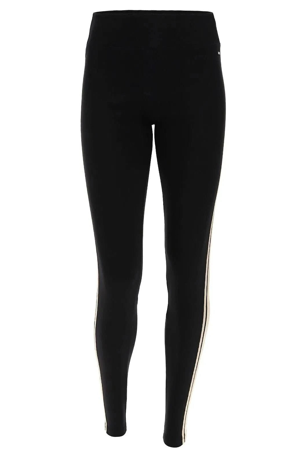 Lurex Activewear Leggings - Mid Rise - Full Length - Black + Gold Stripe 2