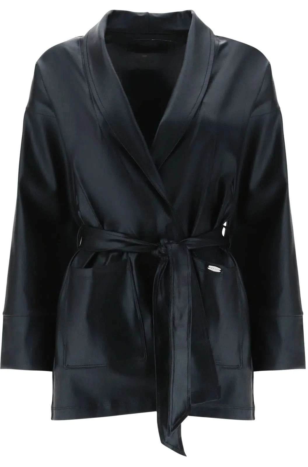 Lurex Wrap Jacket - Black Sheen