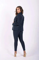 Made In Italy Pinstripe Suit Blazer - Navy Blue + White