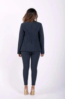 Made In Italy Pinstripe Suit Blazer - Navy Blue + White