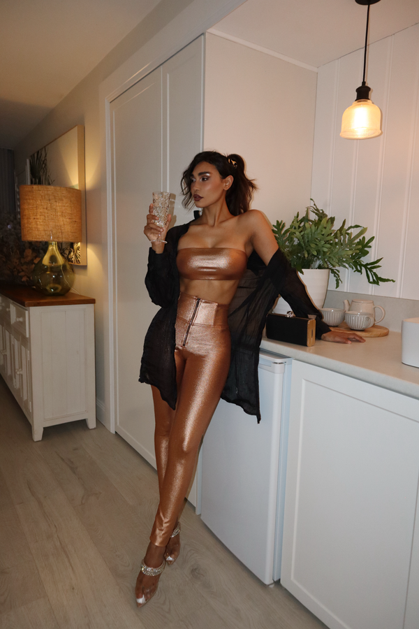 WRUP Luxe Shimmer - Super High Waisted - Full Length - Rose Gold