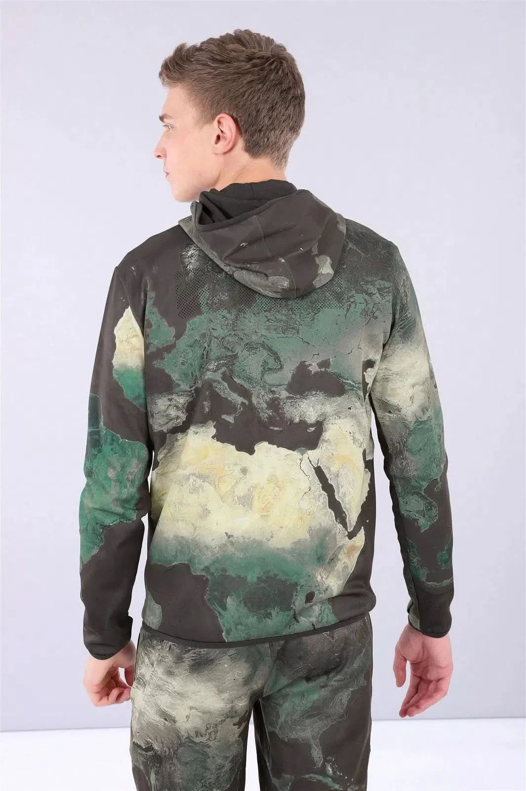 Men's Zip Up PRO Hoodie - Earth Print 3